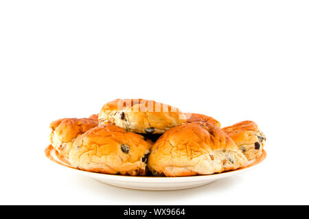 currants bread rolls isolated on white Stock Photo