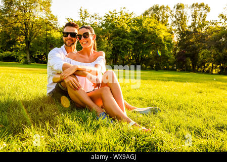 Nice young couple in the park Stock Photo