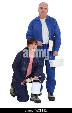 Man and woman painters Stock Photo