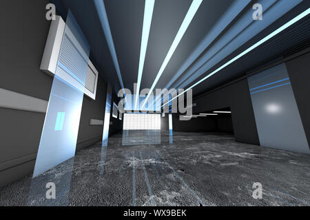 3D rendered Illustration of a industrial interior Stock Photo