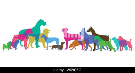 Dog silhouette breeds set - illustration Stock Vector