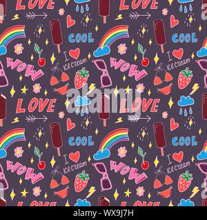Summer pop art seamless pattern Stock Vector