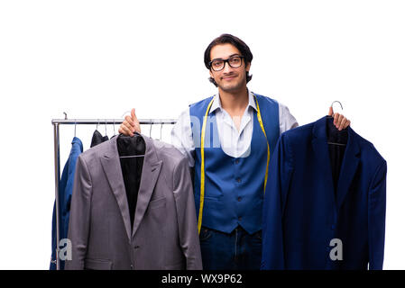 Young tailor isolated on white Stock Photo