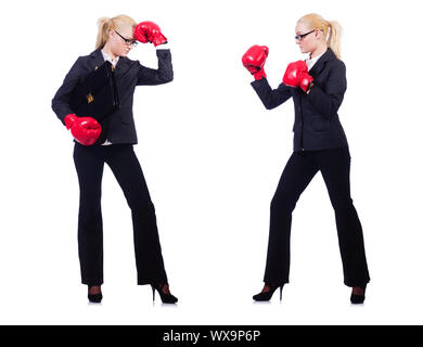 Pair in funny boxing concept Stock Photo