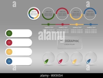 Infographic vector, illustration  with set of transparent shapes ready for your use as presentation, template, report etc. Stock Vector