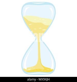 Vector illustration of flat style cartoon design closeup colored time icon - hourglass isolated on white background. Stock Vector