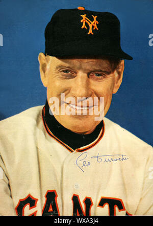 Autographed vintage color photo of New York Giants baseball team  manager circa 1950s. Stock Photo