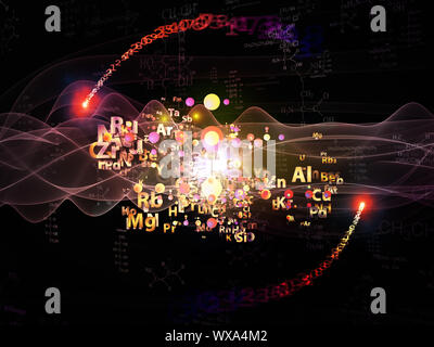 Backdrop of chemistry related design elements on the subject of chemistry, scientific knowledge and education Stock Photo