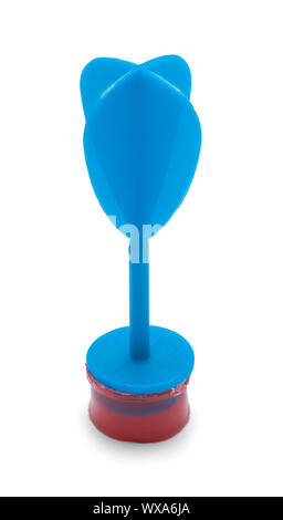 Blue Sticky Toy Dart Isolated on White Background. Stock Photo