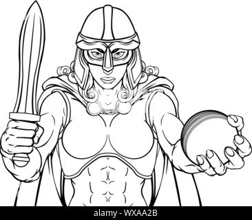Viking Trojan Celtic Knight Cricket Warrior Woman Stock Vector