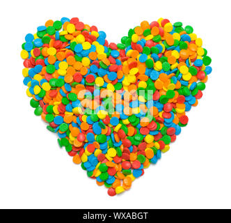 Candy Sprinkles in Heart Shape Isolated on White. Stock Photo