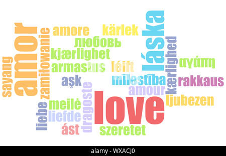 Love in Many Languages Text Abstract Background Stock Photo