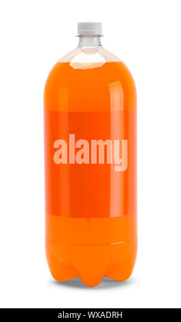 Orange Soda Bottle With Copy Space Isolated on White. Stock Photo