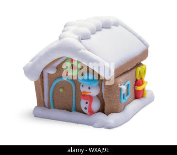 Small Gingerbread House Isolated on White Background. Stock Photo
