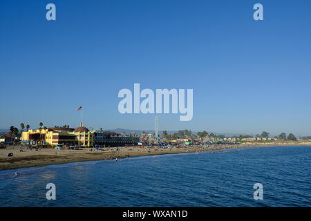 A view of the Santa Cruz boardwalk from the wharf Stock Photo