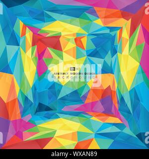 Abstract colorful polygon presentation of new tech design cover background. Use for poster, ad, trendy artwork, template design. illustration vector e Stock Vector