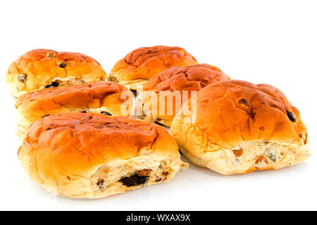 currant bread rolls isolated on white Stock Photo