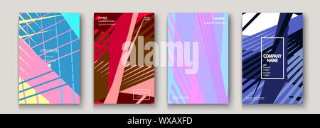 Modern trendy cover collection design. Abstract retro 90s style texture of colorful neon lines. Striped background. Future geometric patterns. Design Stock Vector