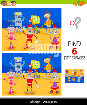 Differences educational game with cartoon robots group Stock Photo - Alamy