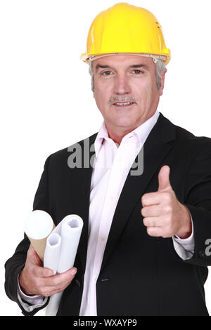 Senior architect giving his approval Stock Photo