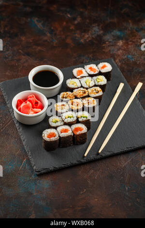 Sushi Set with Sauce , Different Suchi and Vasabi Stock Photo - Image of  asia, wasabi: 157083032