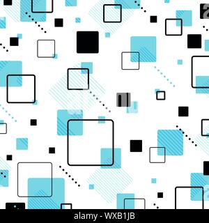 Abstract blue color square memphis geometric pattern background. Use for pattern design, artwork, template, presentation, ad. illustration vector eps1 Stock Vector