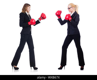 Pair in funny boxing concept Stock Photo