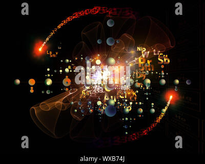 Backdrop of chemistry related design elements on the subject of chemistry, scientific knowledge and education Stock Photo