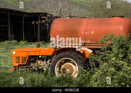 rusty oldtimer traktor wreck Stock Photo