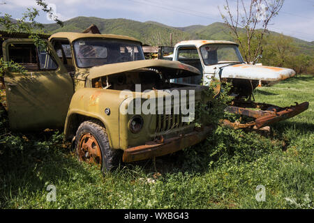 old rusty russian truck Stock Photo