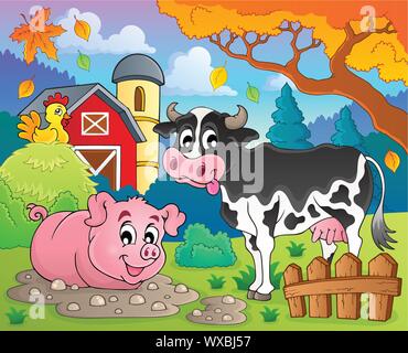 Farm animals theme image 2 Stock Vector