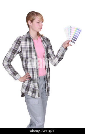 Woman undecided color swatch Stock Photo - Alamy
