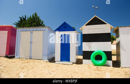 Colorful beach huts on the beach at Saint-Denis island d'Oleron in France Stock Photo