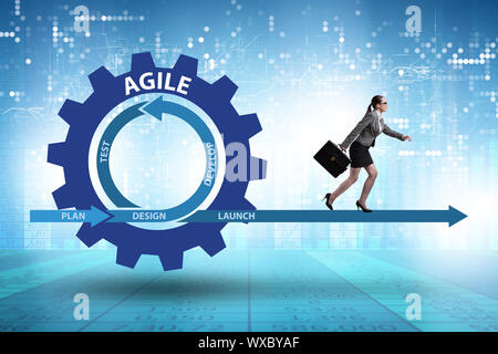 Businesswoman in agile methods concept Stock Photo