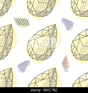 Seamless colorful diamond gemstones background on black. Jewels pattern. Stock Vector