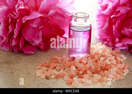 Pink flower salt peony essential oil for spa and aromatherapy