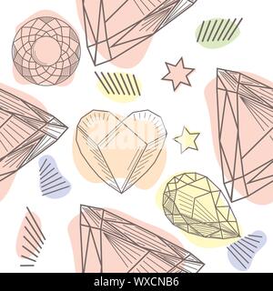 pattern with elements of crowns and diamonds. Background fabric. Hipsters background Stock Vector
