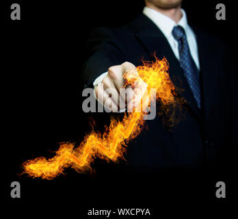 Businessman Touching a Graph Indicating Growth Stock Photo