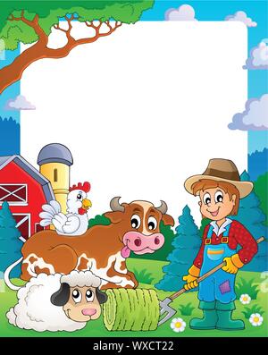 Farm theme frame 3 Stock Vector