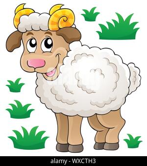 Happy cartoon ram Stock Vector