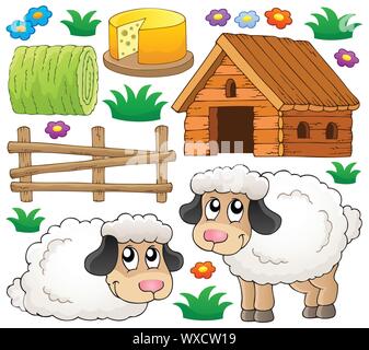 Sheep theme collection 1 Stock Vector