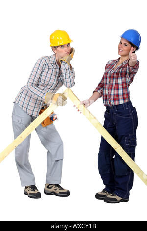 Female builders Stock Photo