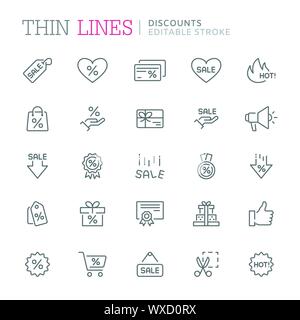 Collection of sales related line icons. Editable stroke Stock Vector