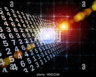 Digital Streams series. Arrangement of numbers, lights and design elements on the subject of digital communications, data transfers and virtual realit Stock Photo