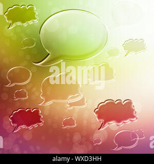 Multiple red speech bubbles on gradient background Stock Photo