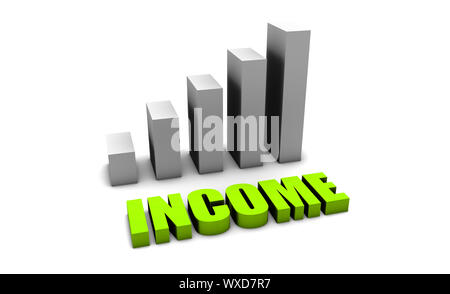 Green Personal Income in 3d with Bar Chart Stock Photo
