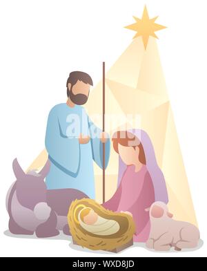 Nativity Scene Flat Design Stock Vector