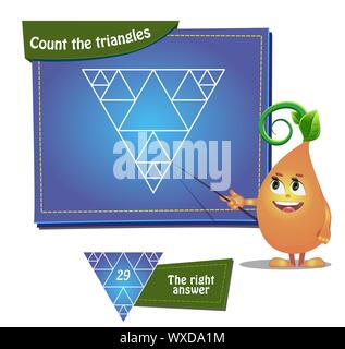 Visual Game for children and adults. Task: Count the triangles Stock Vector