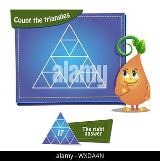 Visual Game for children and adults. Task: Count the triangles Stock Vector