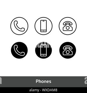 Phone Icon Set, Call Symbol Vector Isolated On White Background Stock Vector